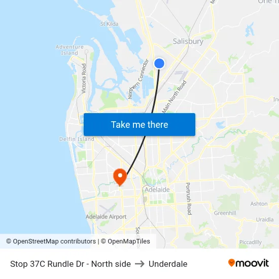 Stop 37C Rundle Dr - North side to Underdale map