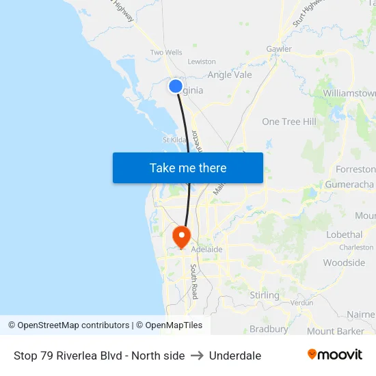 Stop 79 Riverlea Blvd - North side to Underdale map