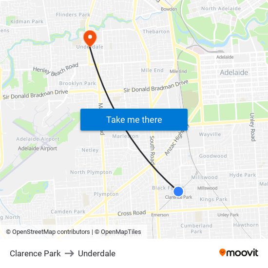 Clarence Park to Underdale map