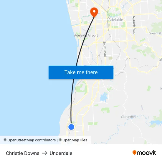Christie Downs to Underdale map