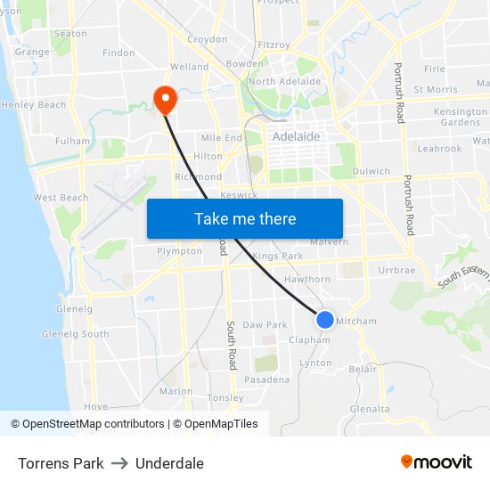 Torrens Park to Underdale map