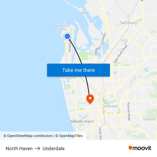 North Haven to Underdale map