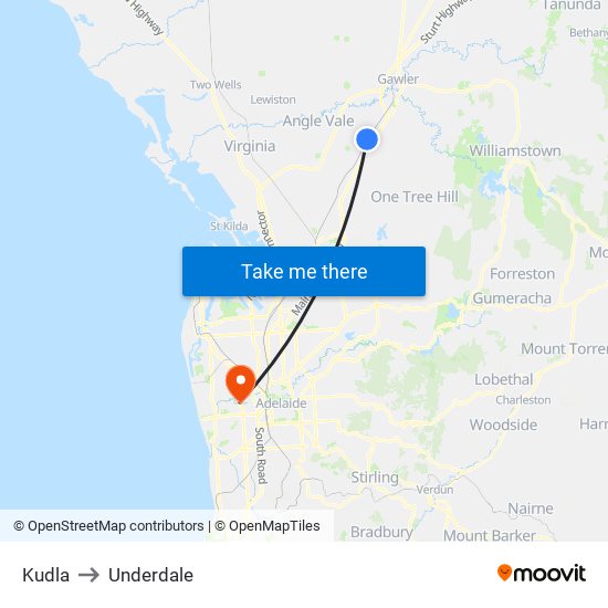 Kudla to Underdale map