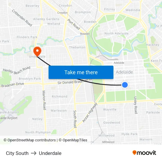 City South to Underdale map