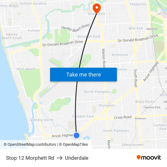 Stop 12 Morphett Rd to Underdale map