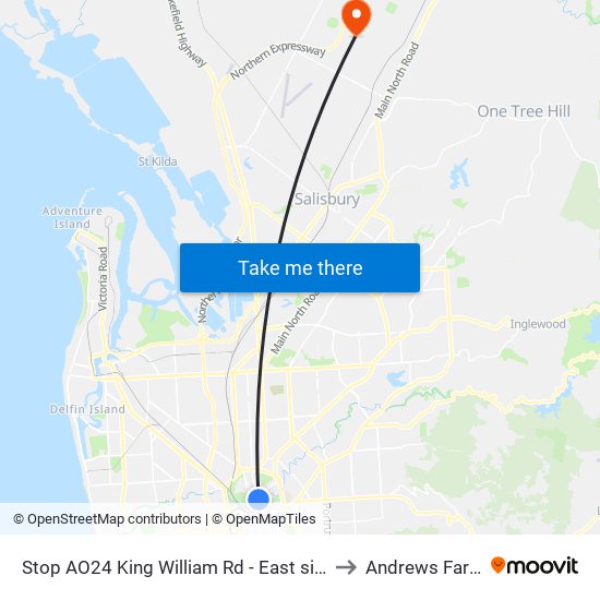 Stop AO24 King William Rd - East side to Andrews Farm map