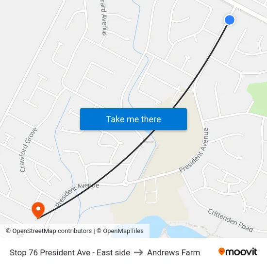 Stop 76 President Ave - East side to Andrews Farm map