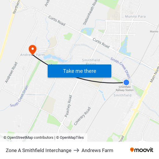 Zone A Smithfield Interchange to Andrews Farm map