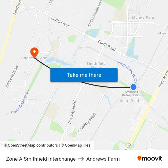 Zone A Smithfield Interchange to Andrews Farm map