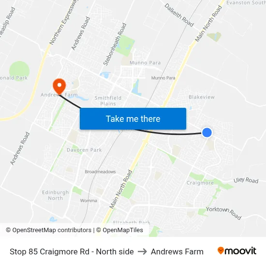 Stop 85 Craigmore Rd - North side to Andrews Farm map