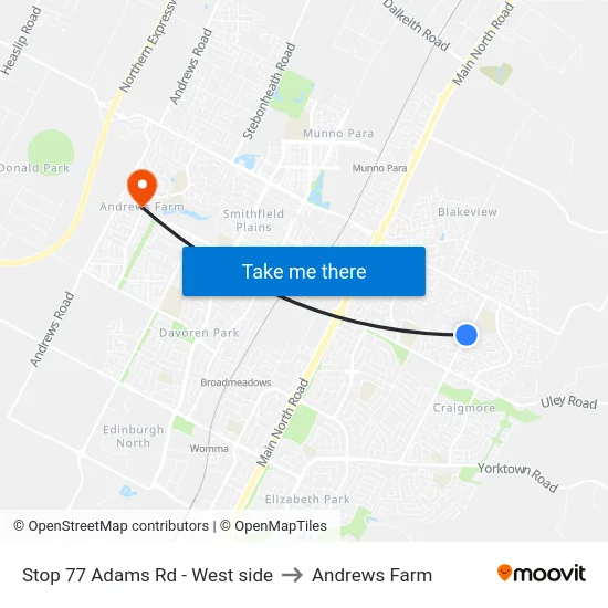 Stop 77 Adams Rd - West side to Andrews Farm map