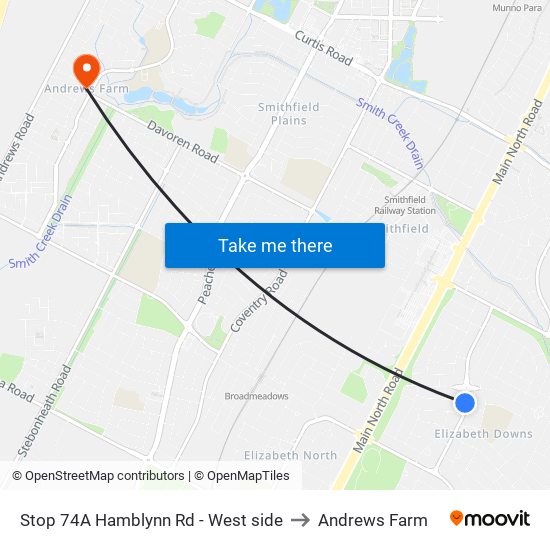 Stop 74A Hamblynn Rd - West side to Andrews Farm map