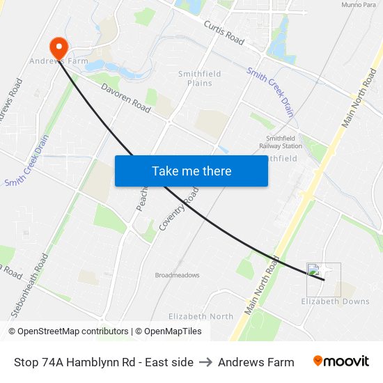 Stop 74A Hamblynn Rd - East side to Andrews Farm map