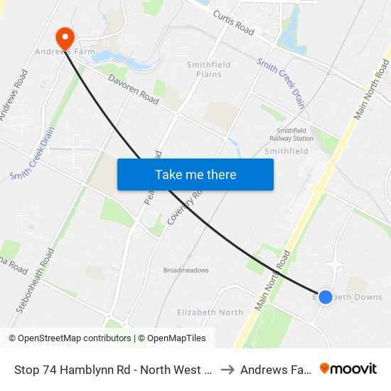 Stop 74 Hamblynn Rd - North West side to Andrews Farm map
