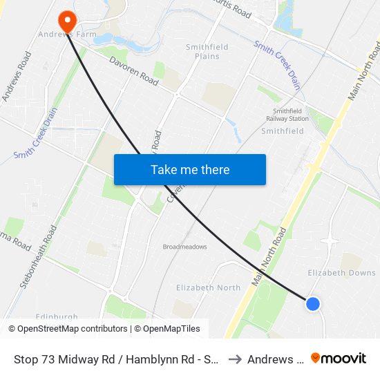 Stop 73 Midway Rd / Hamblynn Rd - South West side to Andrews Farm map