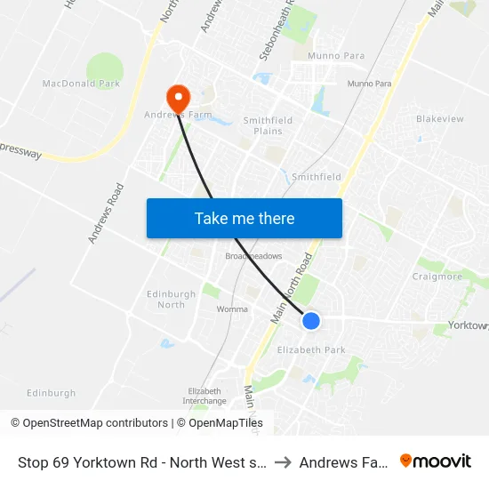Stop 69 Yorktown Rd - North West side to Andrews Farm map
