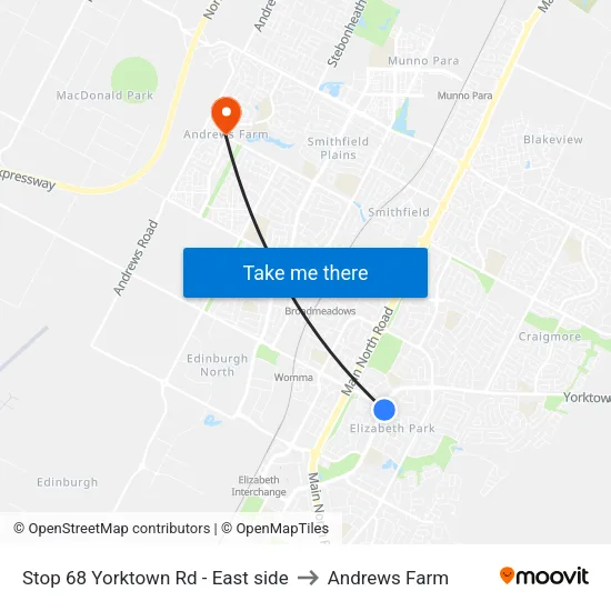 Stop 68 Yorktown Rd - East side to Andrews Farm map