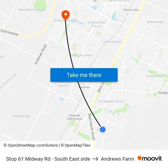 Stop 61 Midway Rd - South East side to Andrews Farm map