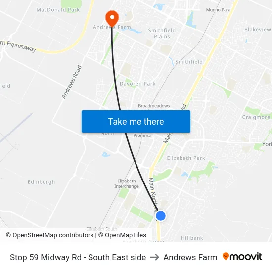 Stop 59 Midway Rd - South East side to Andrews Farm map
