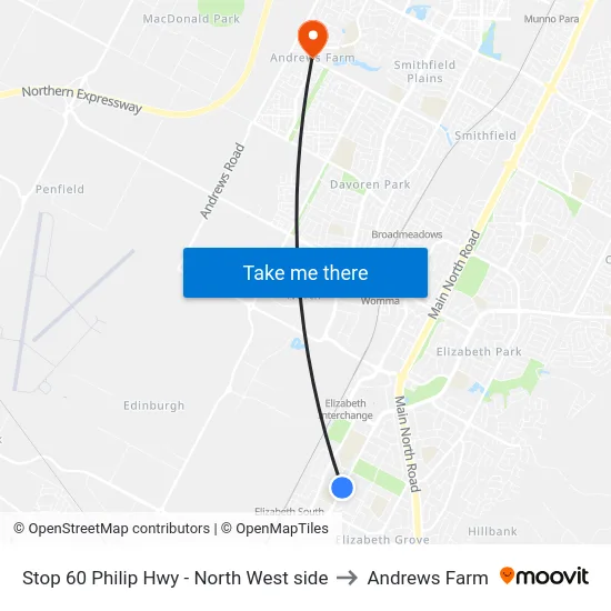 Stop 60 Philip Hwy - North West side to Andrews Farm map