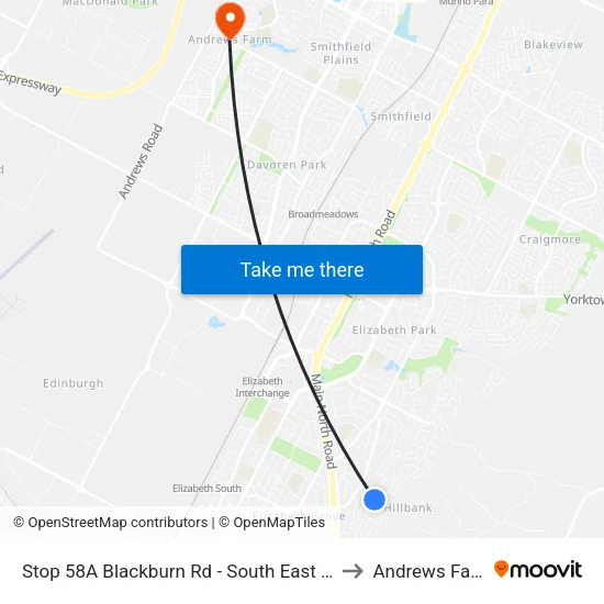 Stop 58A Blackburn Rd - South East side to Andrews Farm map