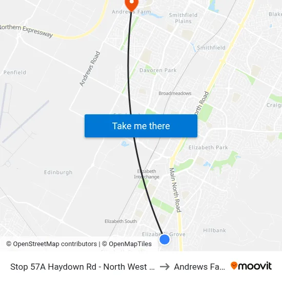 Stop 57A Haydown Rd - North West side to Andrews Farm map