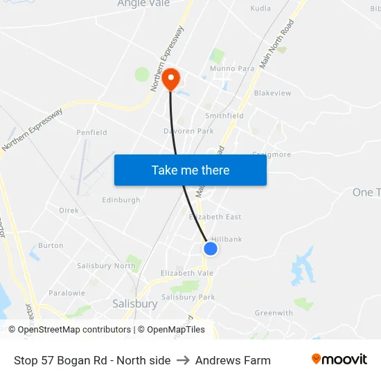 Stop 57 Bogan Rd - North side to Andrews Farm map