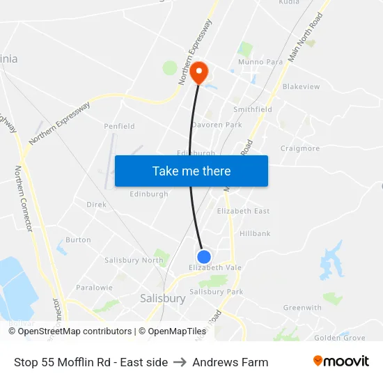 Stop 55 Mofflin Rd - East side to Andrews Farm map