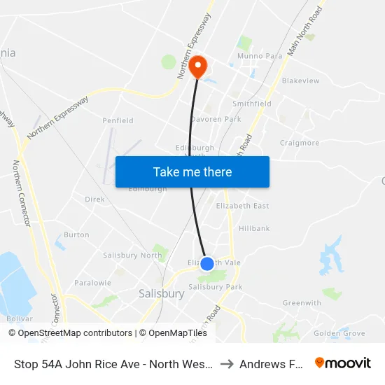 Stop 54A John Rice Ave - North West side to Andrews Farm map