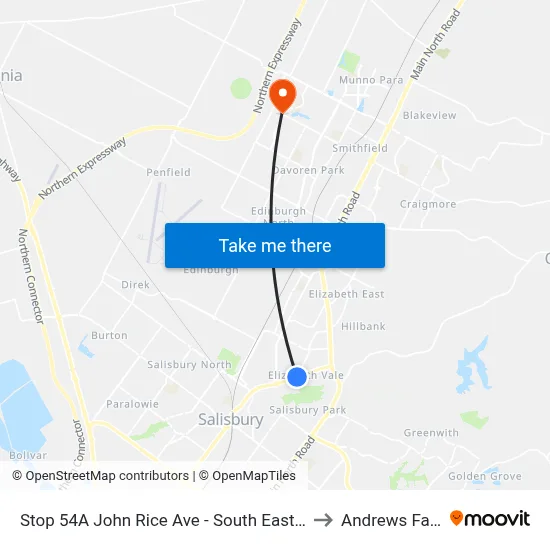 Stop 54A John Rice Ave - South East side to Andrews Farm map