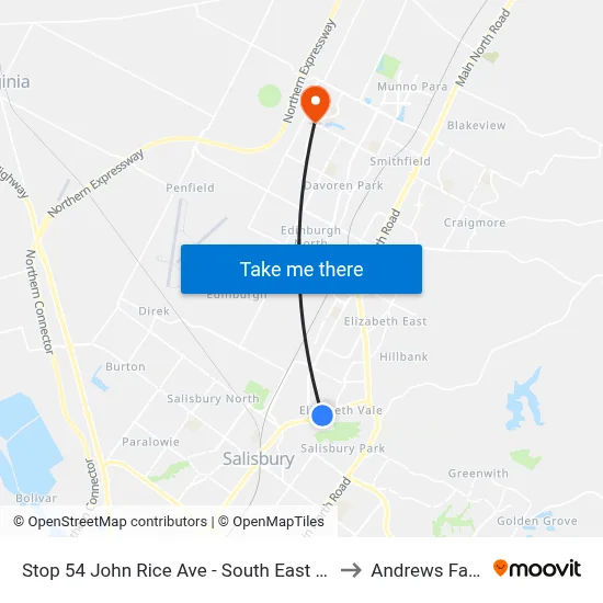 Stop 54 John Rice Ave - South East side to Andrews Farm map
