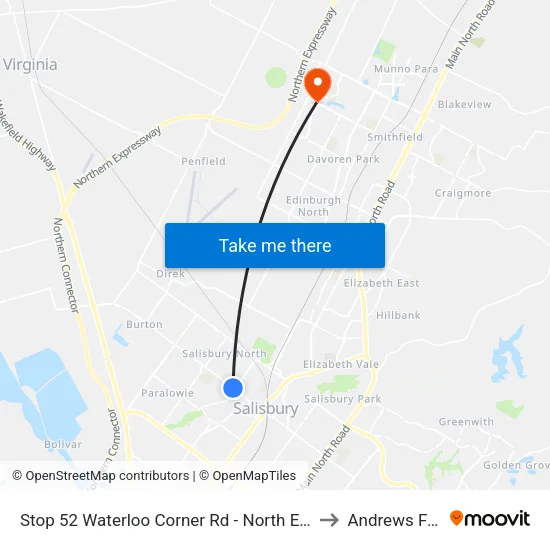 Stop 52 Waterloo Corner Rd - North East side to Andrews Farm map