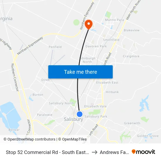 Stop 52 Commercial Rd - South East side to Andrews Farm map