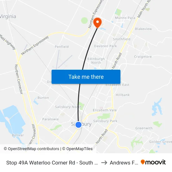 Stop 49A Waterloo Corner Rd - South West side to Andrews Farm map