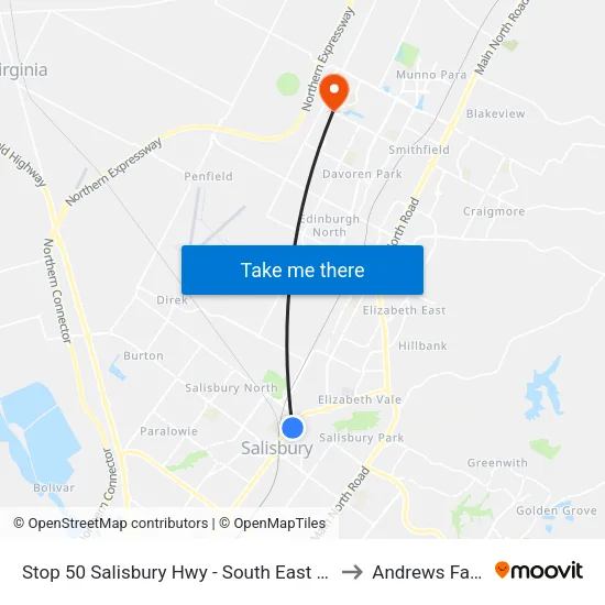 Stop 50 Salisbury Hwy - South East side to Andrews Farm map