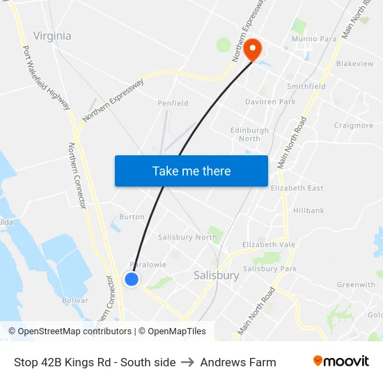 Stop 42B Kings Rd - South side to Andrews Farm map