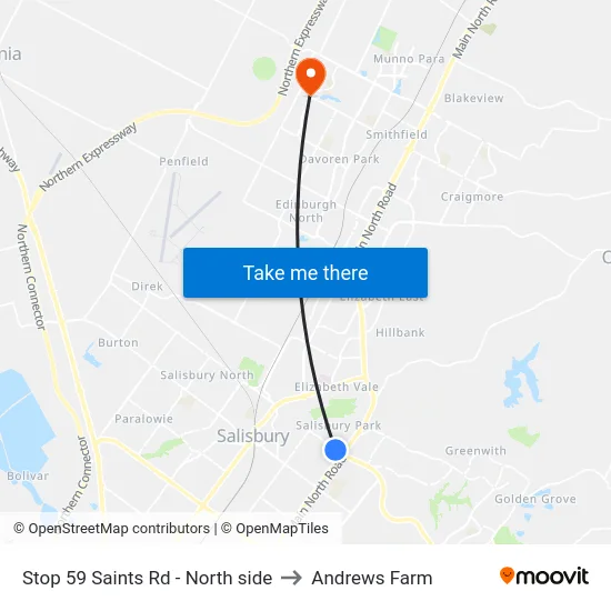 Stop 59 Saints Rd - North side to Andrews Farm map