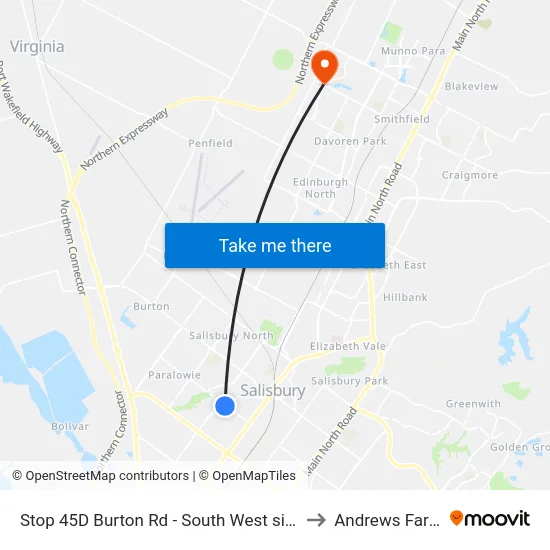 Stop 45D Burton Rd - South West side to Andrews Farm map