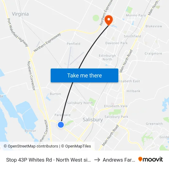 Stop 43P Whites Rd - North West side to Andrews Farm map