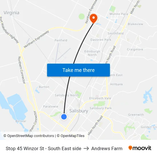 Stop 45 Winzor St - South East side to Andrews Farm map