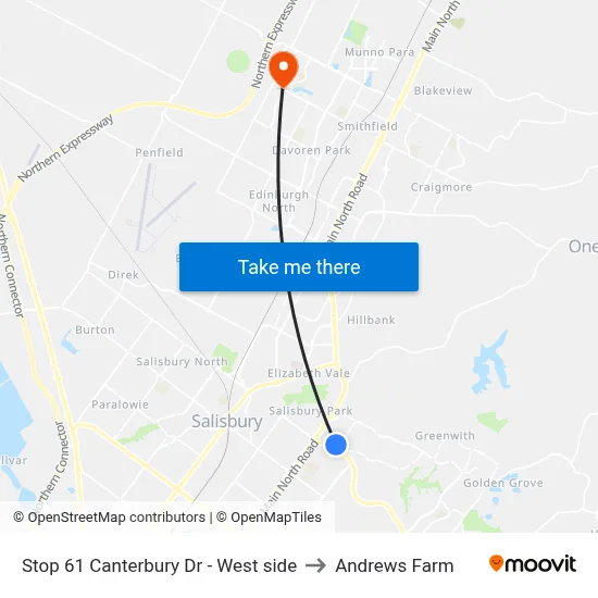 Stop 61 Canterbury Dr - West side to Andrews Farm map