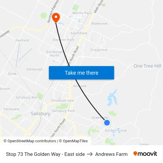 Stop 73 The Golden Way - East side to Andrews Farm map