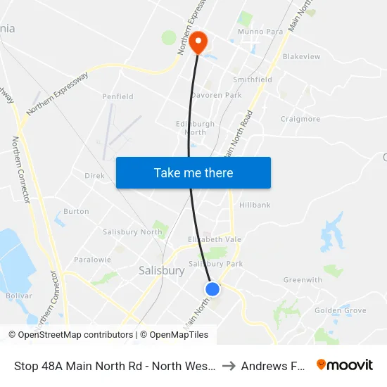 Stop 48A Main North Rd - North West side to Andrews Farm map