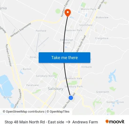 Stop 48 Main North Rd - East side to Andrews Farm map