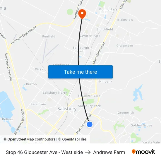 Stop 46 Gloucester Ave - West side to Andrews Farm map