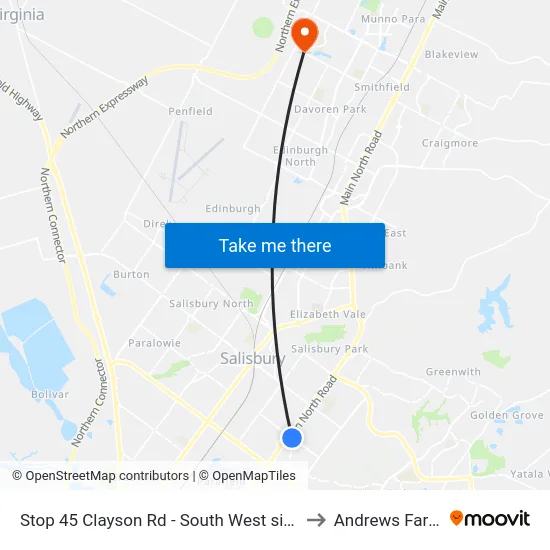 Stop 45 Clayson Rd - South West side to Andrews Farm map