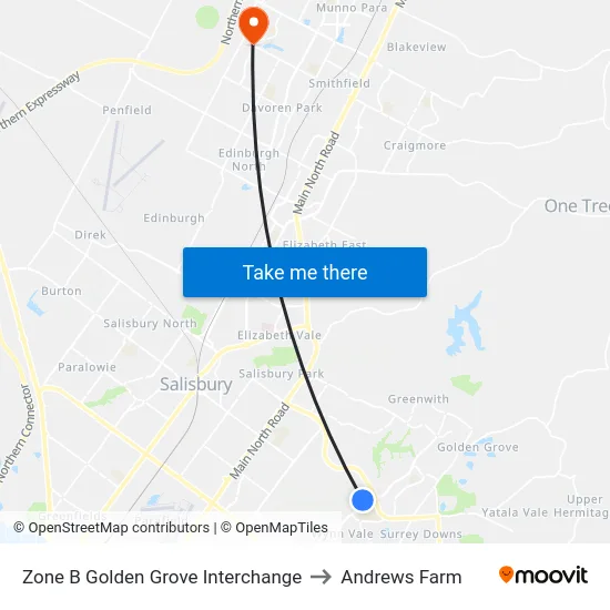 Zone B Golden Grove Interchange to Andrews Farm map