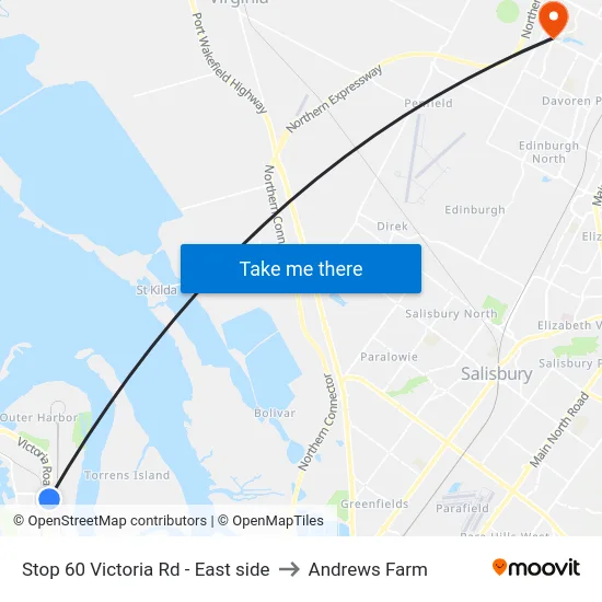 Stop 60 Victoria Rd - East side to Andrews Farm map
