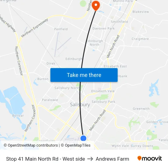Stop 41 Main North Rd - West side to Andrews Farm map