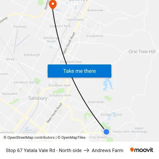Stop 67 Yatala Vale Rd - North side to Andrews Farm map